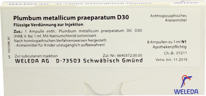 PLUMBUM METALLICUM praep. D 30 Ampullen