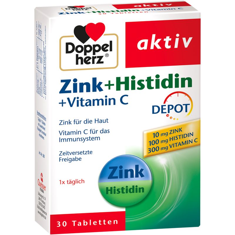 DOPPELHERZ Zink 15 mg+Histidin+Vit.C Depot aktiv