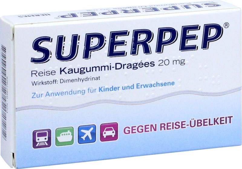 SUPERPEP Reise Kaugummi Dragees 20 mg