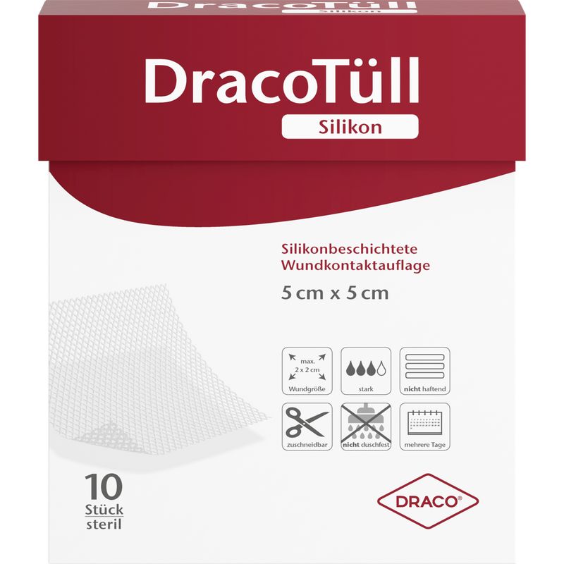 DRACOTLL Silik.5x5cm silikonbesch.Wundkont.Aufl.