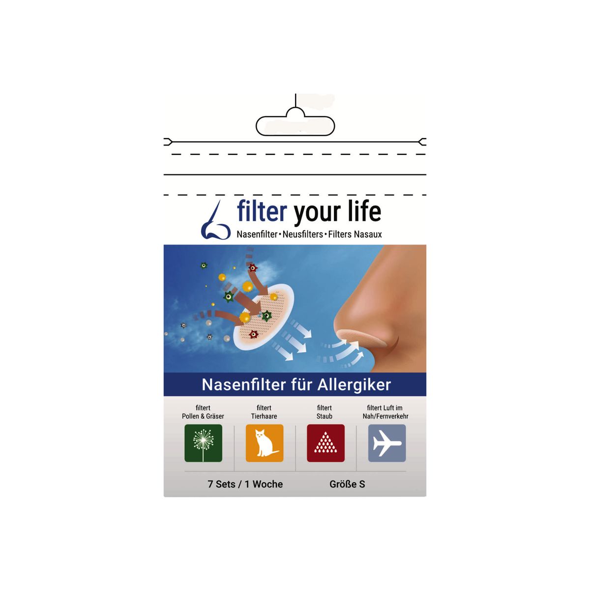 FILTER YOUR LIFE Nasenfilter f.Allergiker Gr.S
