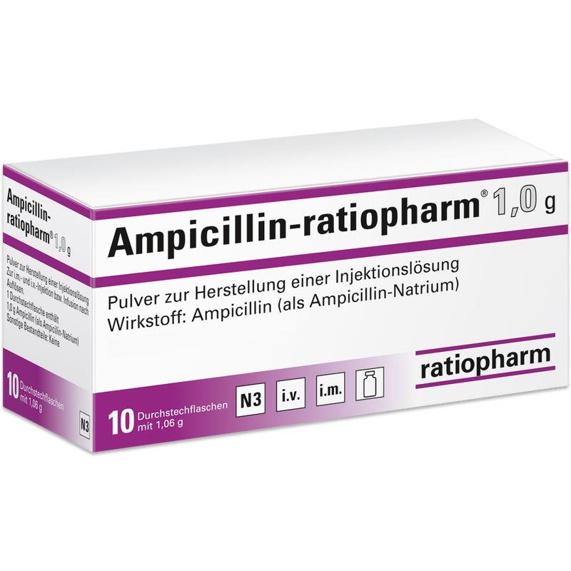 AMPICILLIN-ratiopharm 1,0 g Plv.z.Her.e.Inj.-Lsg.
