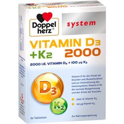 DOPPELHERZ Vitamin D3 2000+K2 system Tabletten