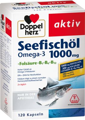 DOPPELHERZ Seefischl Omega-3 1.000 mg+Fols.Kaps.