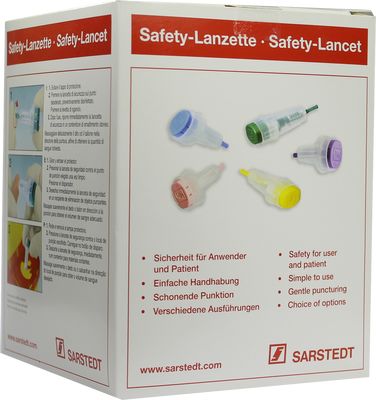 SAFETY-LANZETTEN 28 G Einst.Tiefe 1,6mm mini blau