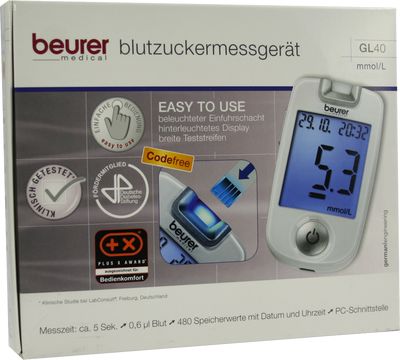 BEURER GL40 Blutzuckermessgert mmol/l codefree
