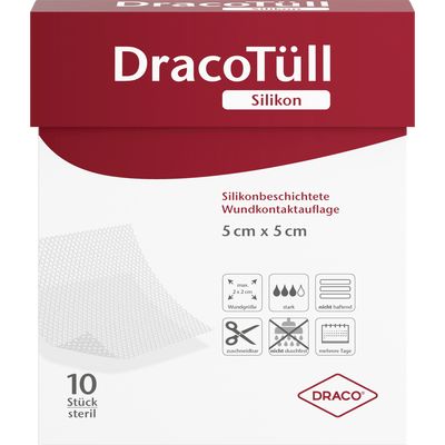 DRACOTLL Silik.5x5cm silikonbesch.Wundkont.Aufl.