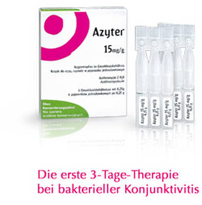 AZYTER 15 mg/g Augentropfen im Einzeldosisbehlt.